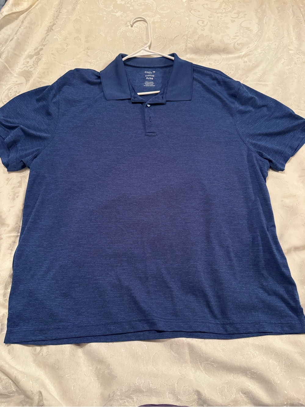 Haggar Men's Blue Short-Sleeve Polo Cool 18